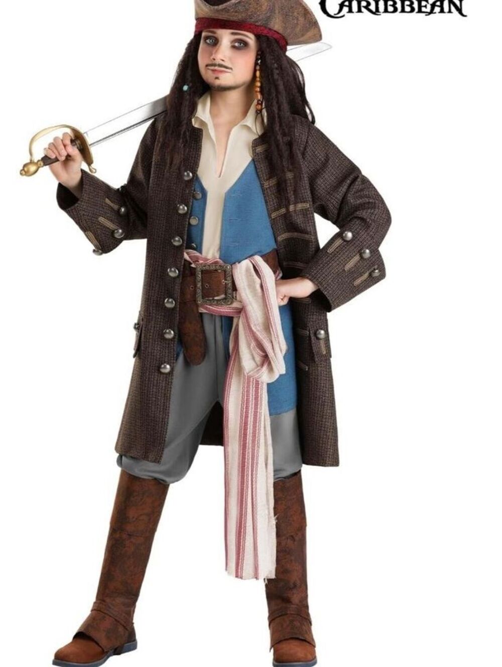 Disney XL Brown Polyester Pirate Costume with Accessories